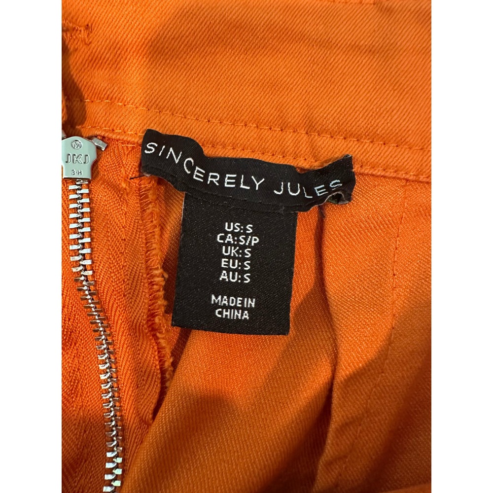Sincerely Jules Orange Wide Leg Jumpsuit Small V-Neck Cross Back Straps Cotton - Picture 5 of 7